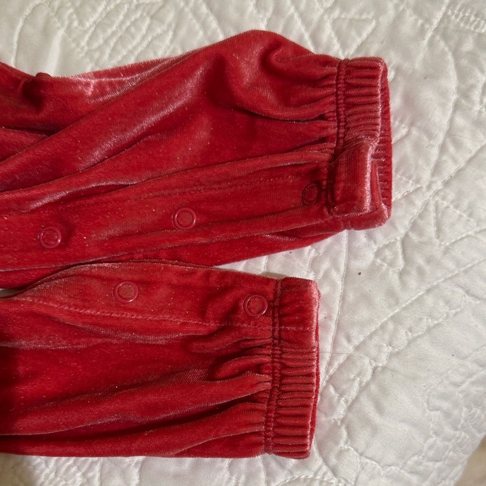 Tucker + Tate Pink Glitter Velour Long Sleeve Jumpsuit 12 months new with tags - Picture 4 of 7
